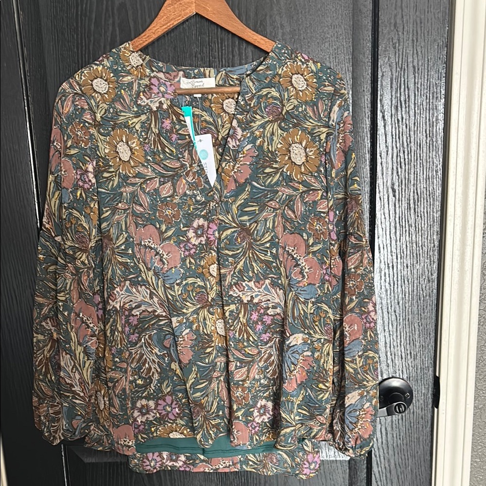Beacon Green and Pink Blouse